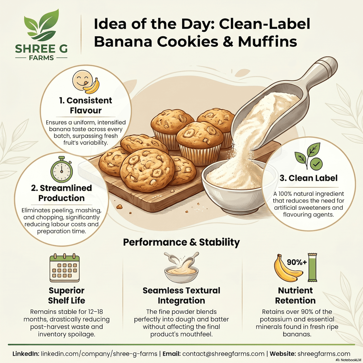 CLEAN-LABEL BANANA COOKIES & MUFFINS by Premium Ripe Banana powder by Shree G Farms